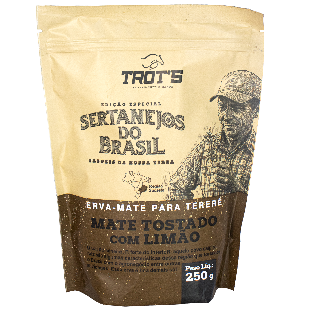 Kit 5 Erva Mate Trot's Sertanejos 1,25kg: Açaí, Frutas Amarelas, Maracujá Pequi, Mate Limão e Bergamota. Edição Limitada