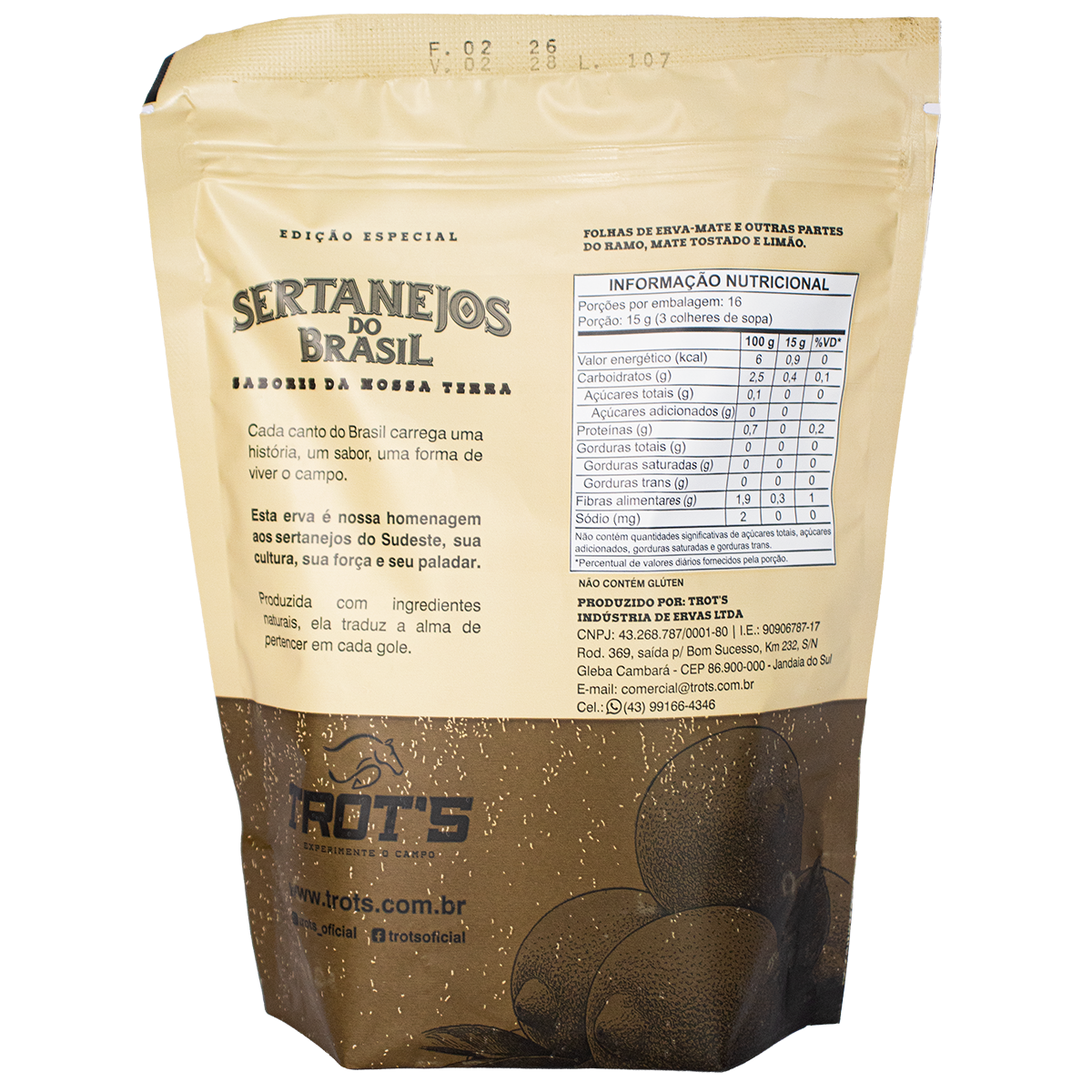 Kit 5 Erva Mate Trot's Sertanejos 1,25kg: Açaí, Frutas Amarelas, Maracujá Pequi, Mate Limão e Bergamota. Edição Limitada