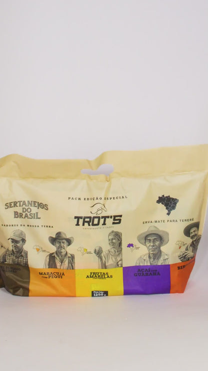 Kit 5 Erva Mate Trot's Sertanejos 1,25kg: Açaí, Frutas Amarelas, Maracujá Pequi, Mate Limão e Bergamota. Edição Limitada